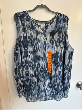 Cristina B Blue Printed V-Neck Sleeveless Camisole